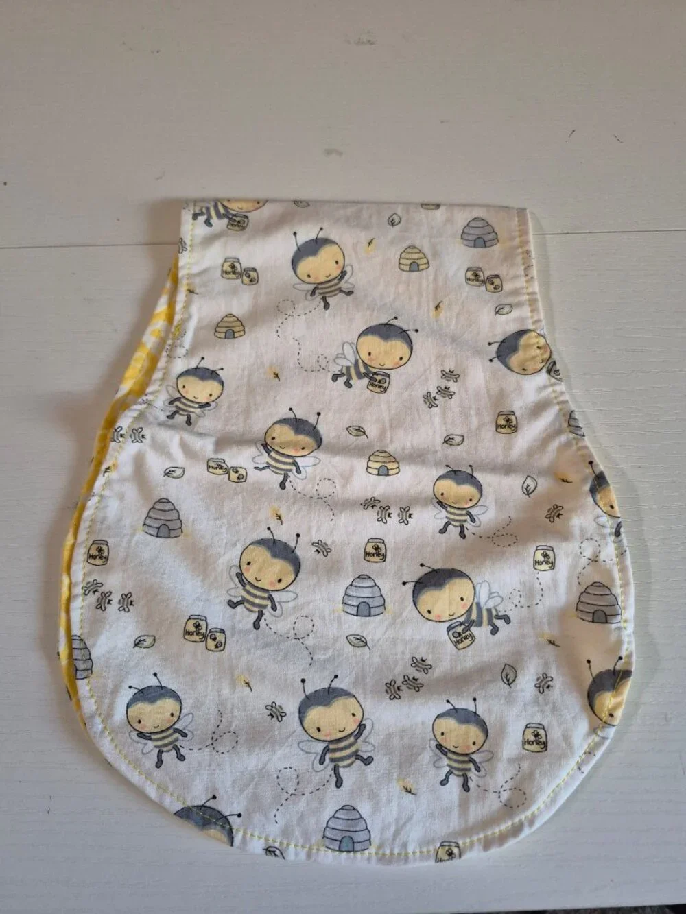 Bumblebee Burp Cloth 2 Pack | Handmade Yellow Flannel Contoured Baby Set